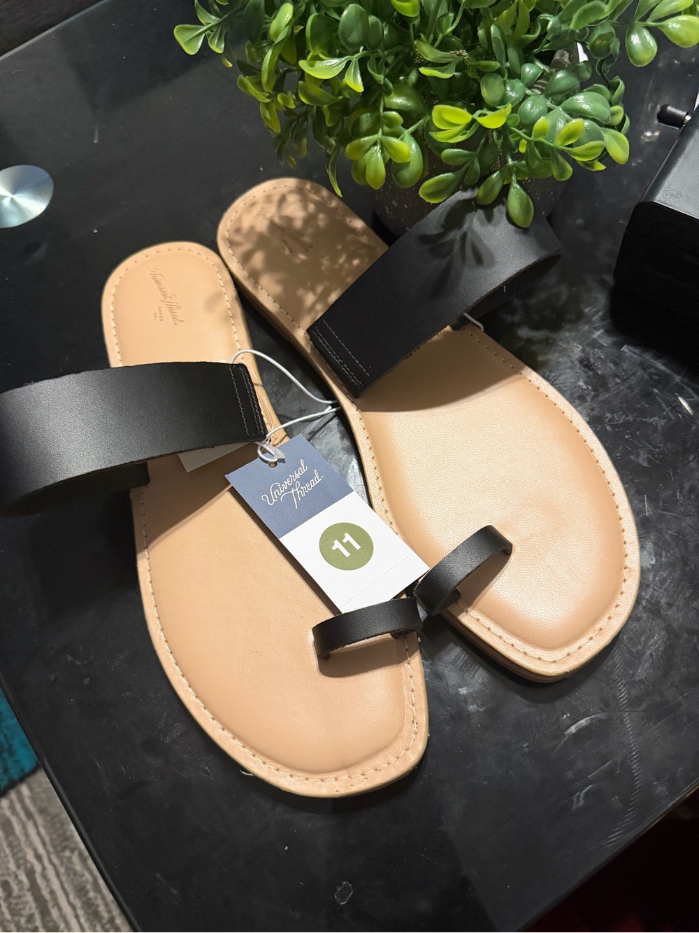 Target Black & Nude Toe-Loop Slide Sandals